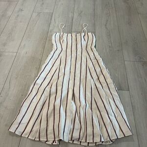 Theory KAYLEIGh  White/Red Raspberry Wide Stripe Linen Rev H0103622 size 6